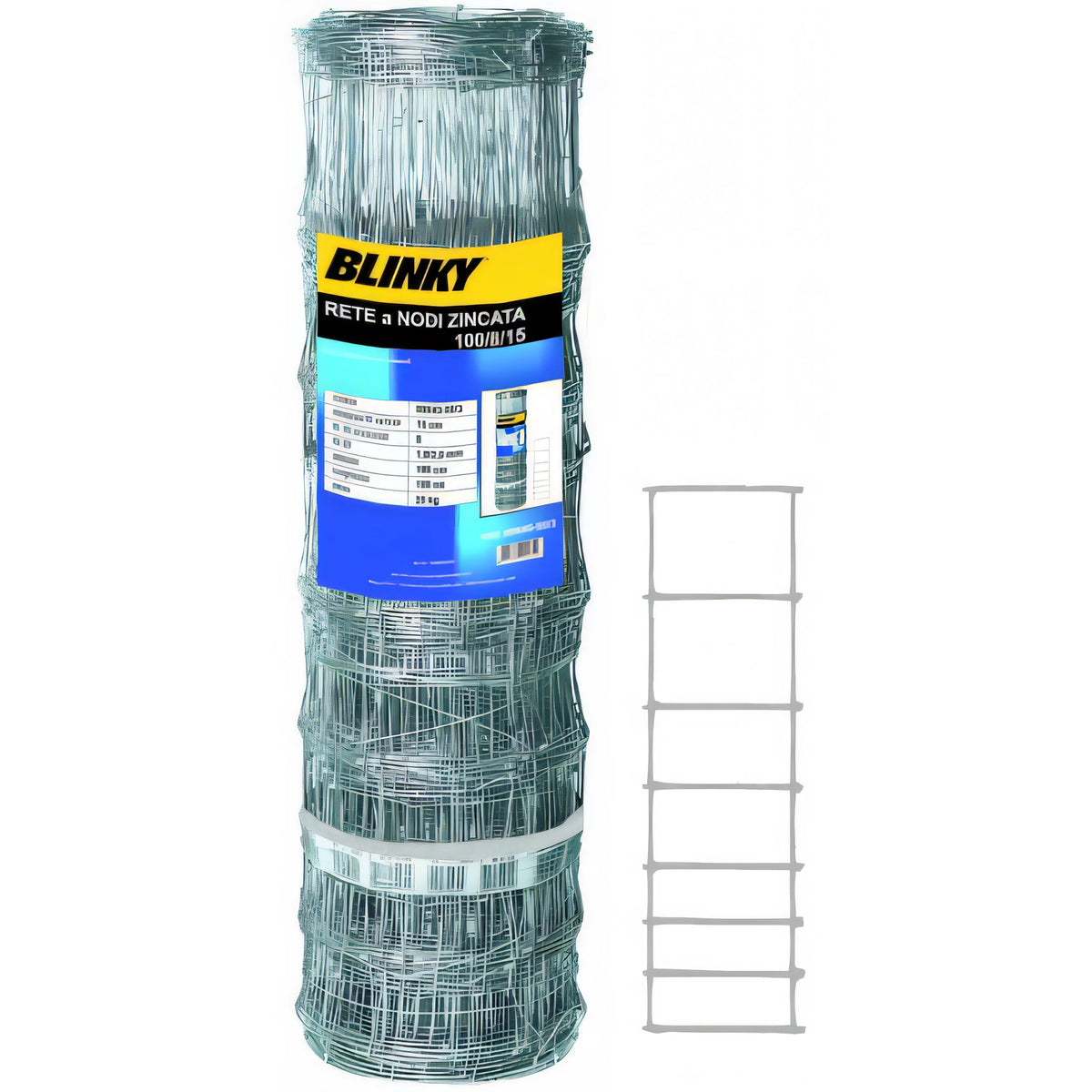 Rete zincata Blinky a nodi per recinzioni, rotolo da 100 metri, maglie decrescenti