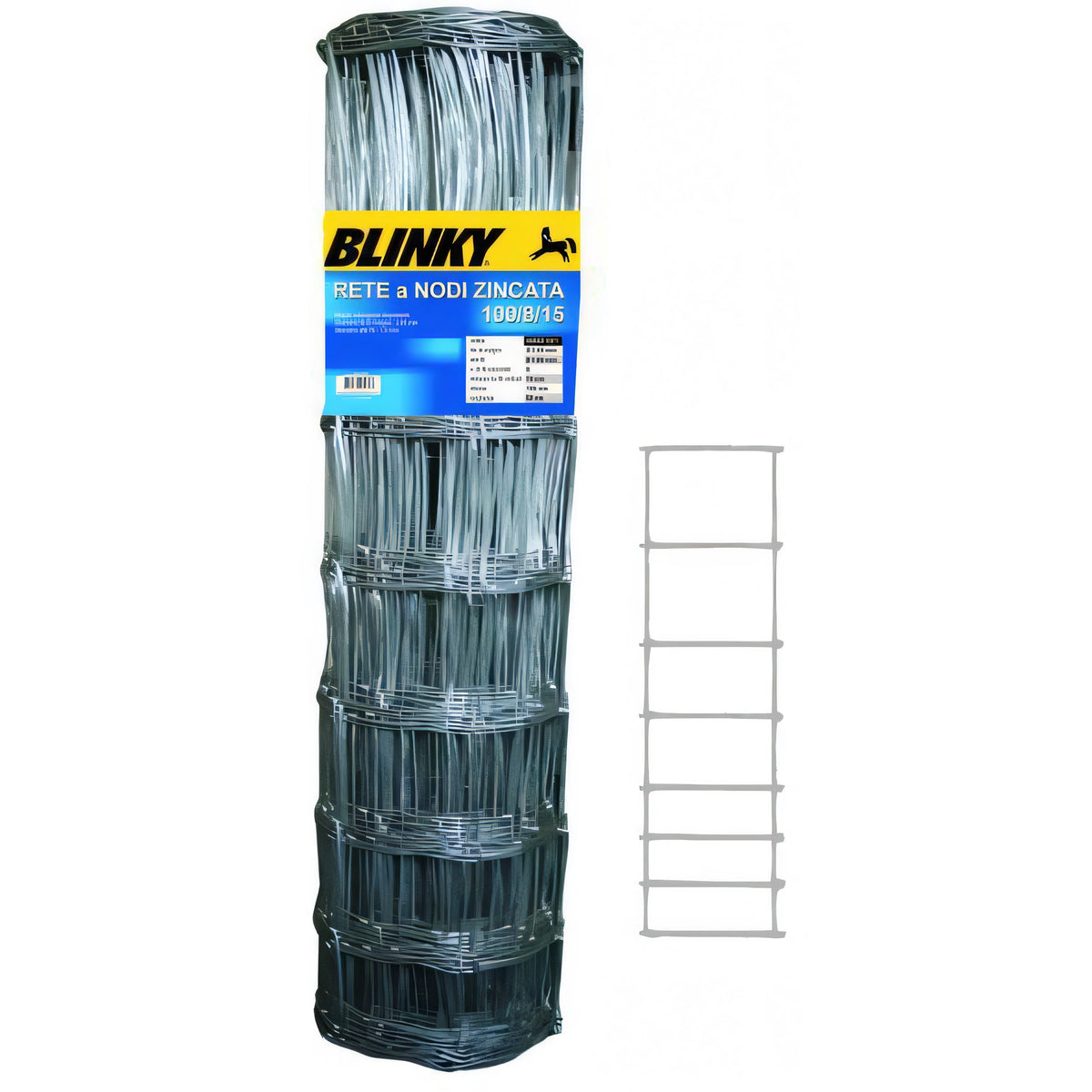 Rete zincata Blinky a nodi per recinzioni, rotolo da 50 metri, maglie decrescenti