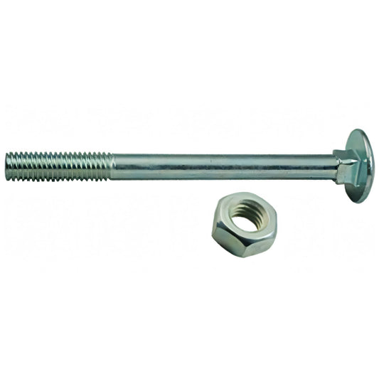 Bullone zincato testa tonda con dado, 6x50 mm