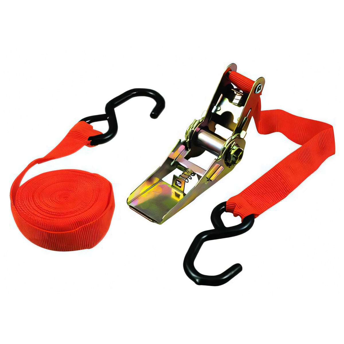 Cinghia doppia Vigor arancio con 2 ganci e cricchetto tenditore zincato, 25 mm x 4,5 m