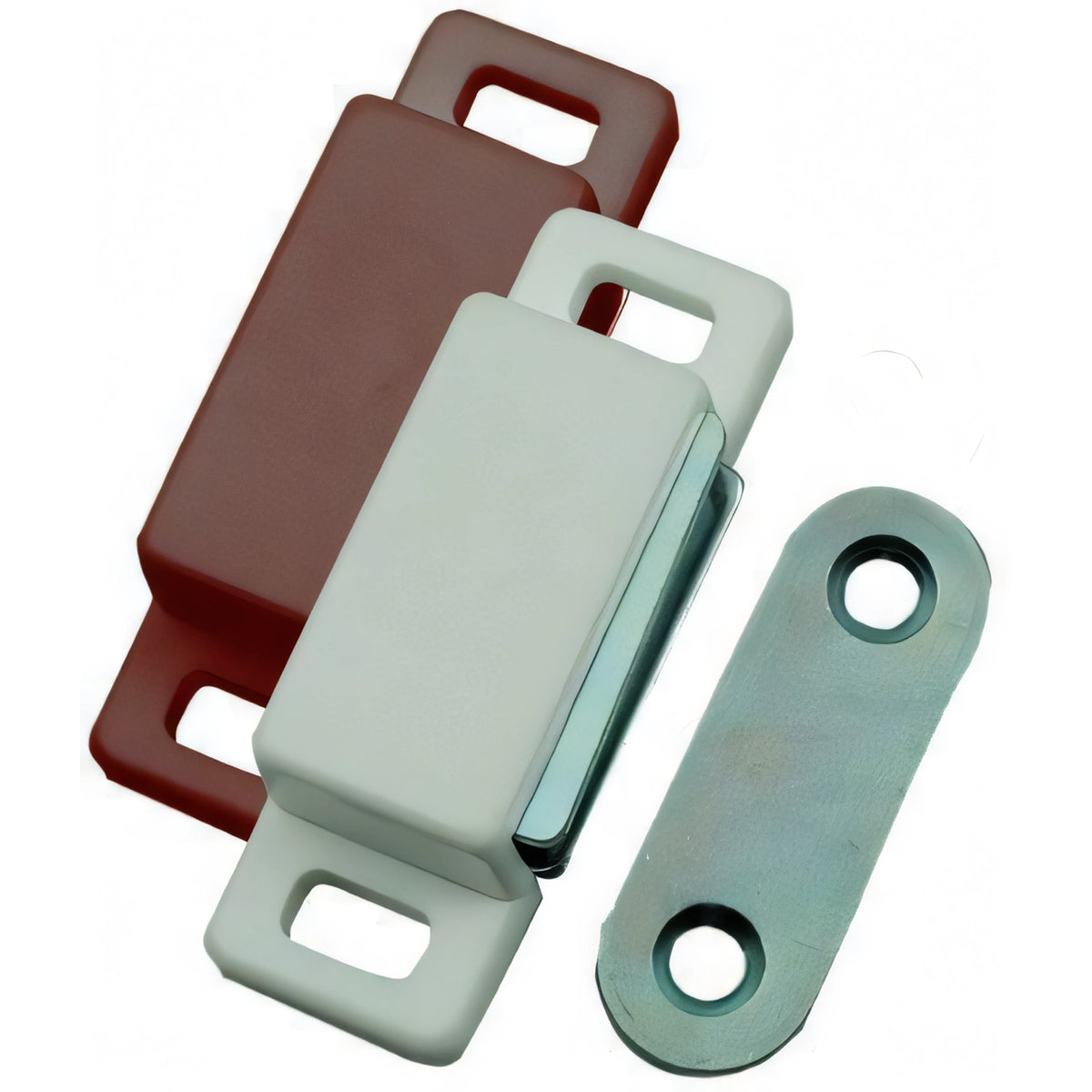 Cricchetto magnetico Vigor rettangolare a piastra 2 fori, marrone
