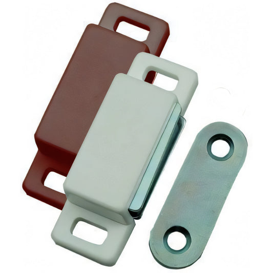 Cricchetto magnetico Vigor rettangolare a piastra 2 fori, marrone