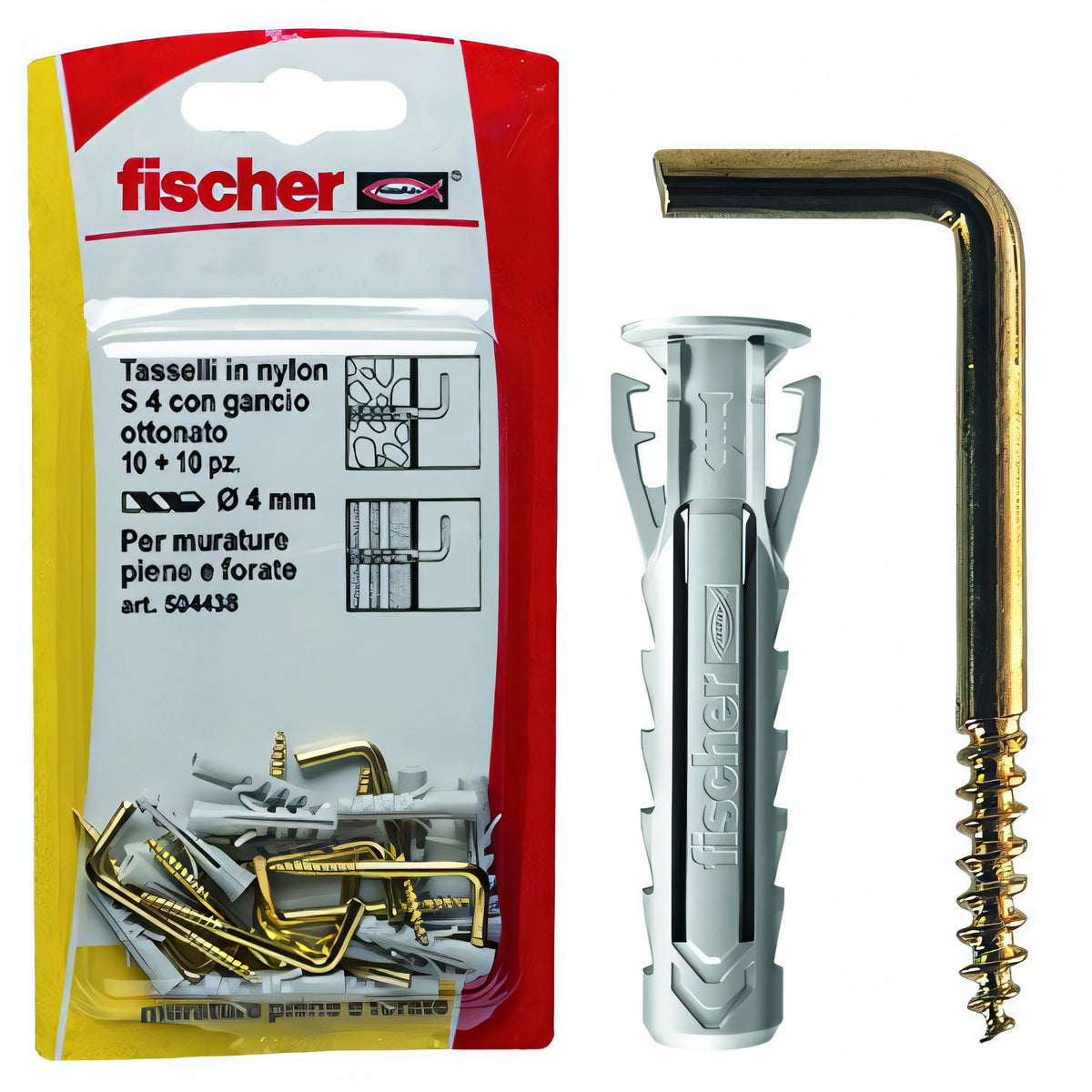 Tasselli Fischer S-GK con gancio ottonato, blister 10 pezzi