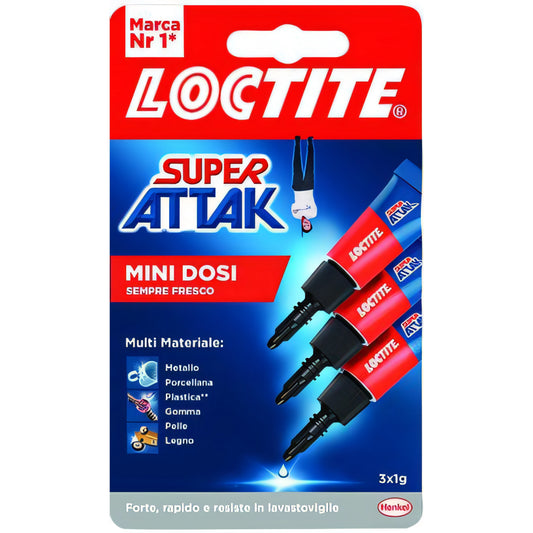 Colla Loctite Super Attak, mini dosi liquide, 3x1 g