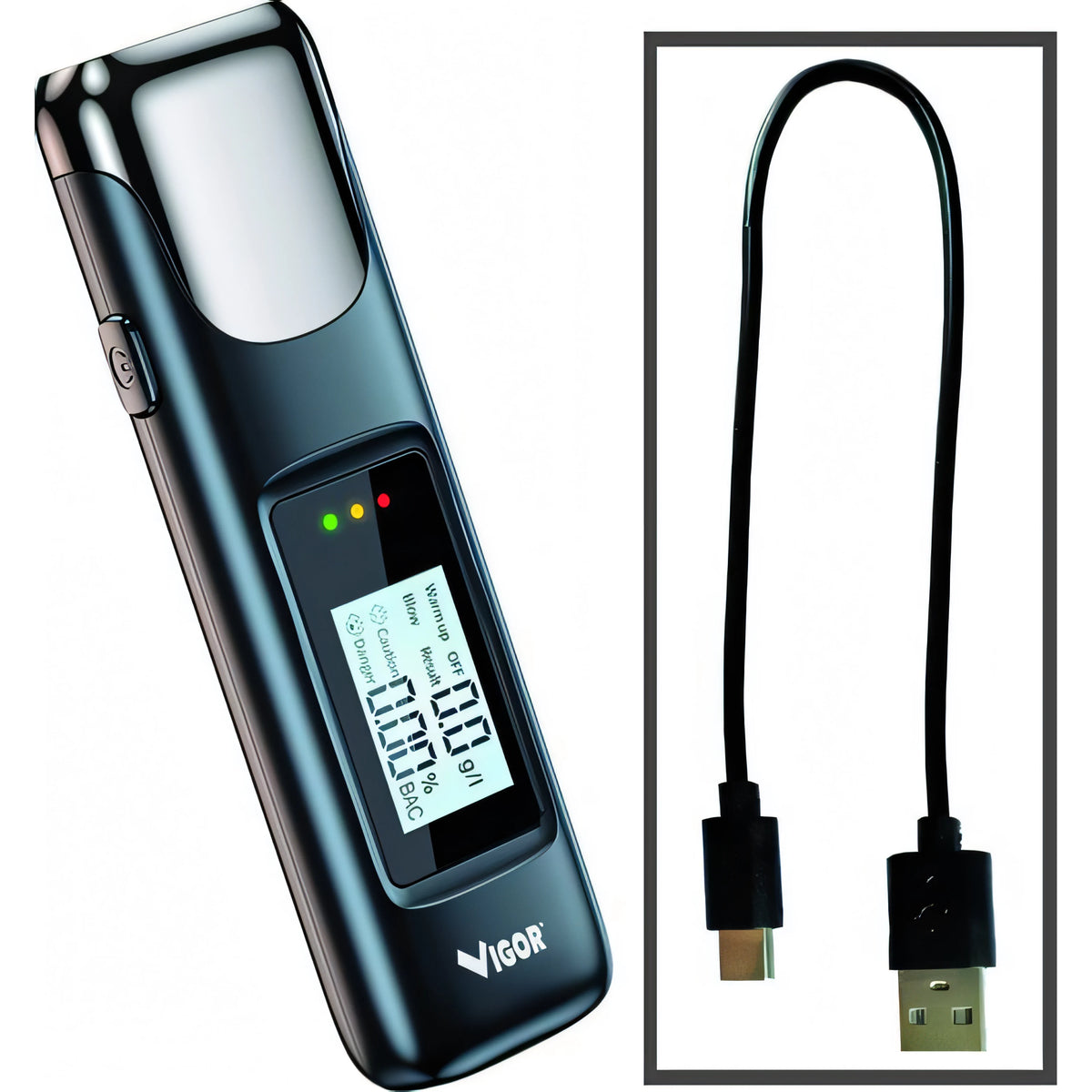 Etilometro Vigor portatile ricaricabile con display LCD