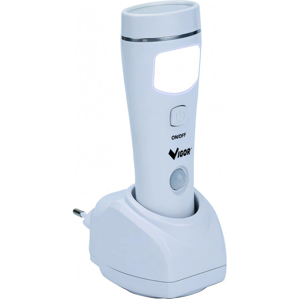 Lampada di emergenza Vigor Leon, torcia Li-Ion con 1 LED COB e 5 LED