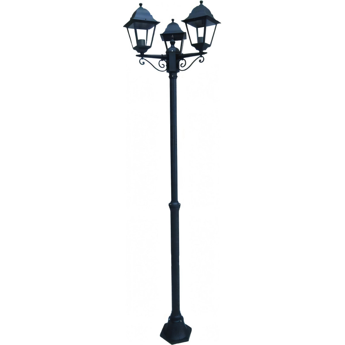 Lanterna Vigor Tropea su palo per esterni, alluminio nero, 3 luci, H 137-200 cm