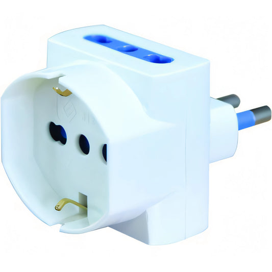 Adattatore Vigor triplo con schuko e spina 16A