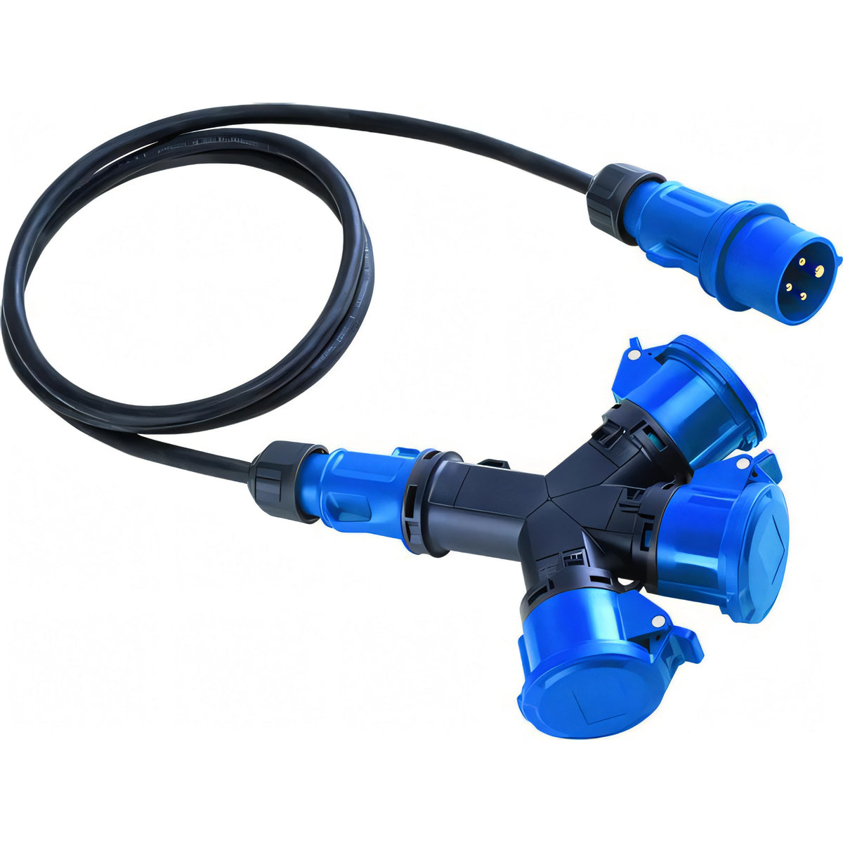 Adattatore CEE blu con 3 prese e cavo 1,5 m, art. 1502