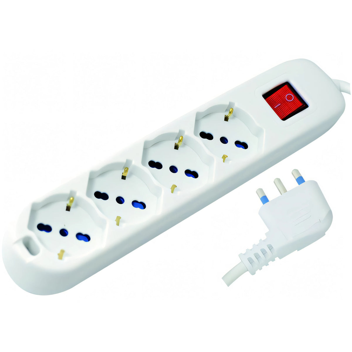 Multipresa Vigor bianca con 4 prese schuko/bipasso e interruttore