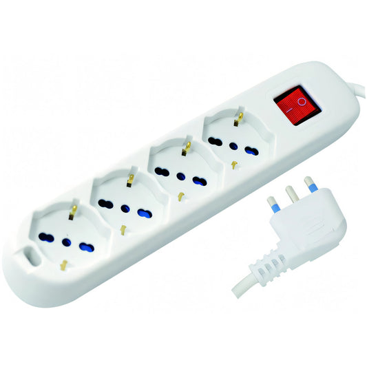 Multipresa Vigor bianca con 4 prese schuko/bipasso e interruttore