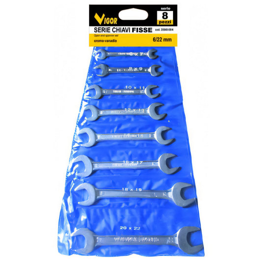 Serie chiavi fisse Vigor CRV 6-22 mm, 8 pezzi
