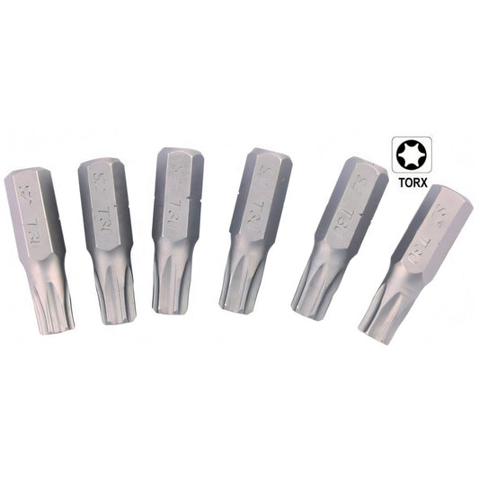 Set inserti per avvitatore Vigor Torx-TI pieni, TX-30, 25 mm, 6 pezzi