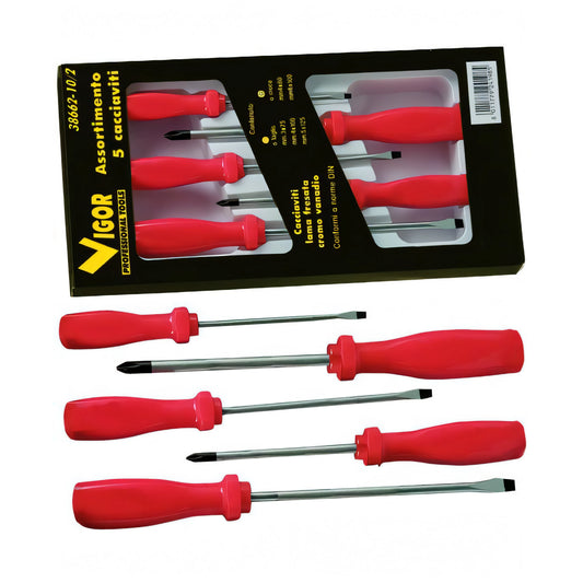 Serie cacciaviti Vigor Red-Grip, 5 pezzi