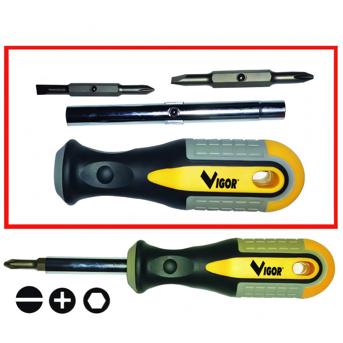 Cacciavite multibit Vigor 6 in 1 con inserti intercambiabili