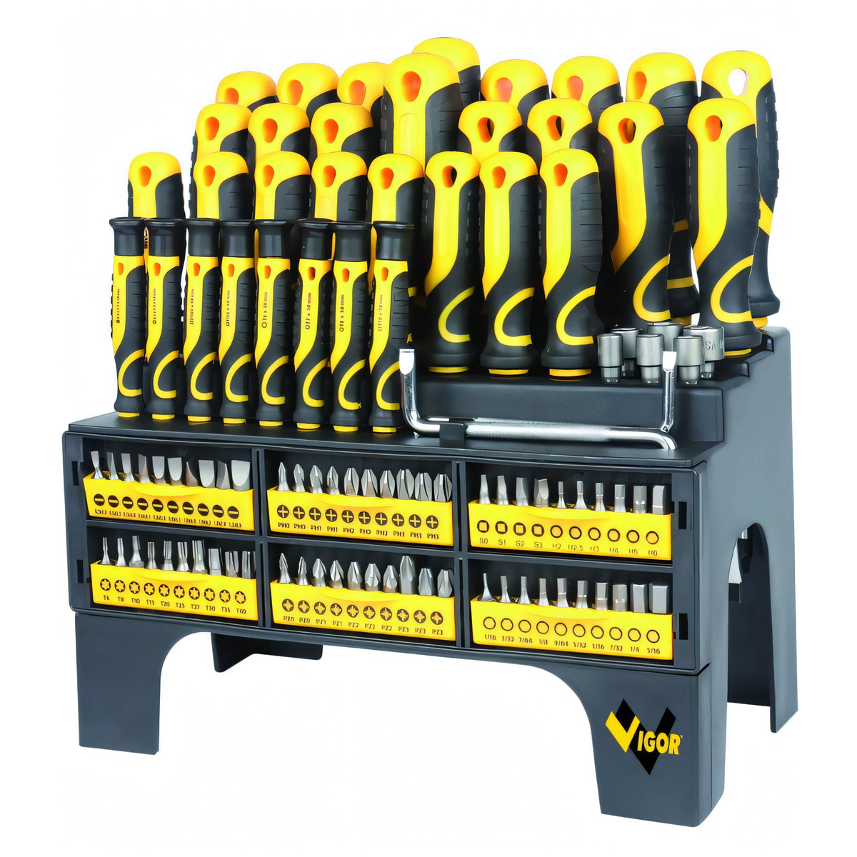 Set cacciaviti Vigor con inserti, 100 pezzi