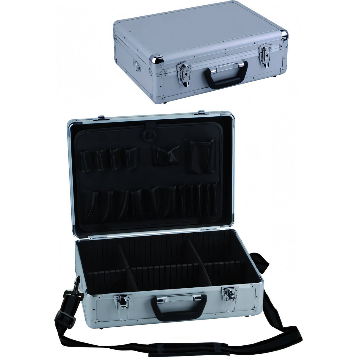 Valigetta per elettricista Vigor in alluminio, misura Midi tondi 42x31x12,5h cm