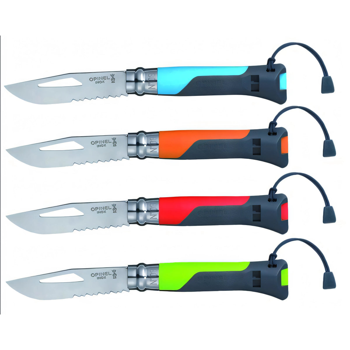 Coltello Opinel Outdoor N. 8, blu/giallo, con fischietto