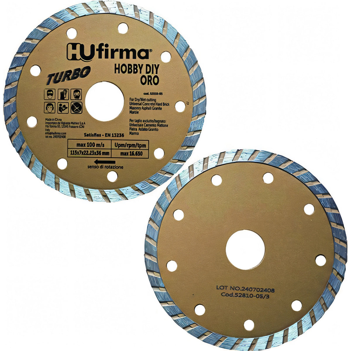 Disco diamantato Hufirma turbo hobby-diy oro, Ø 115 mm