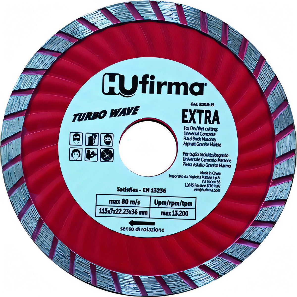 Disco diamantato Hufirma turbo-wave extra rosso, Ø 115 mm