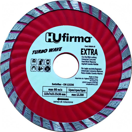Disco diamantato Hufirma turbo-wave extra rosso, Ø 115 mm