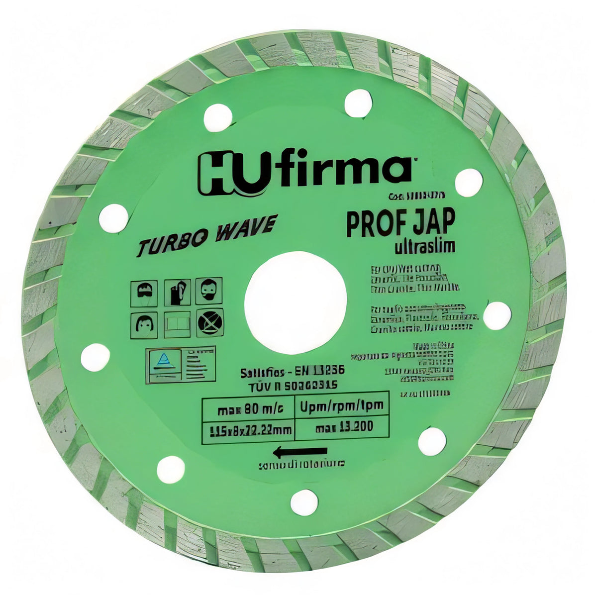 Disco diamantato Hufirma turbo verde ultraslim, massima precisione, Ø 115 mm