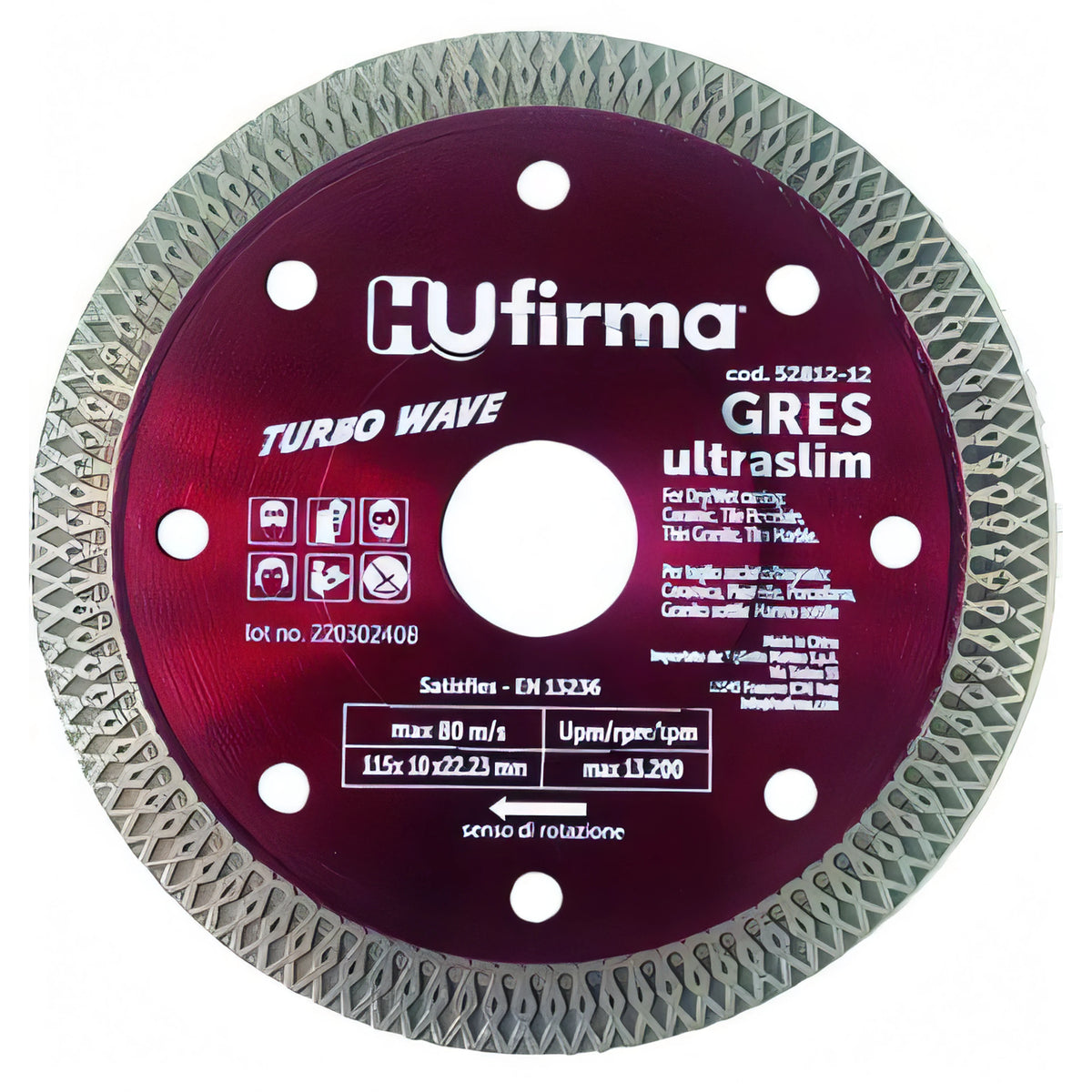 Disco diamantato Hufirma corona continua gres rosso ultra slim, Ø 115 mm