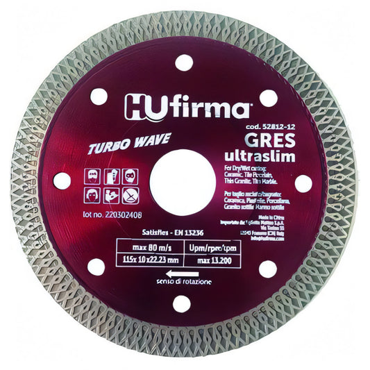 Disco diamantato Hufirma corona continua gres rosso ultra slim, Ø 115 mm