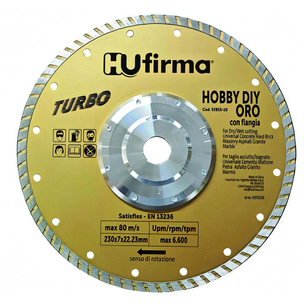 Disco diamantato Hufirma turbo hobby-diy oro con flangia, Ø 230 mm