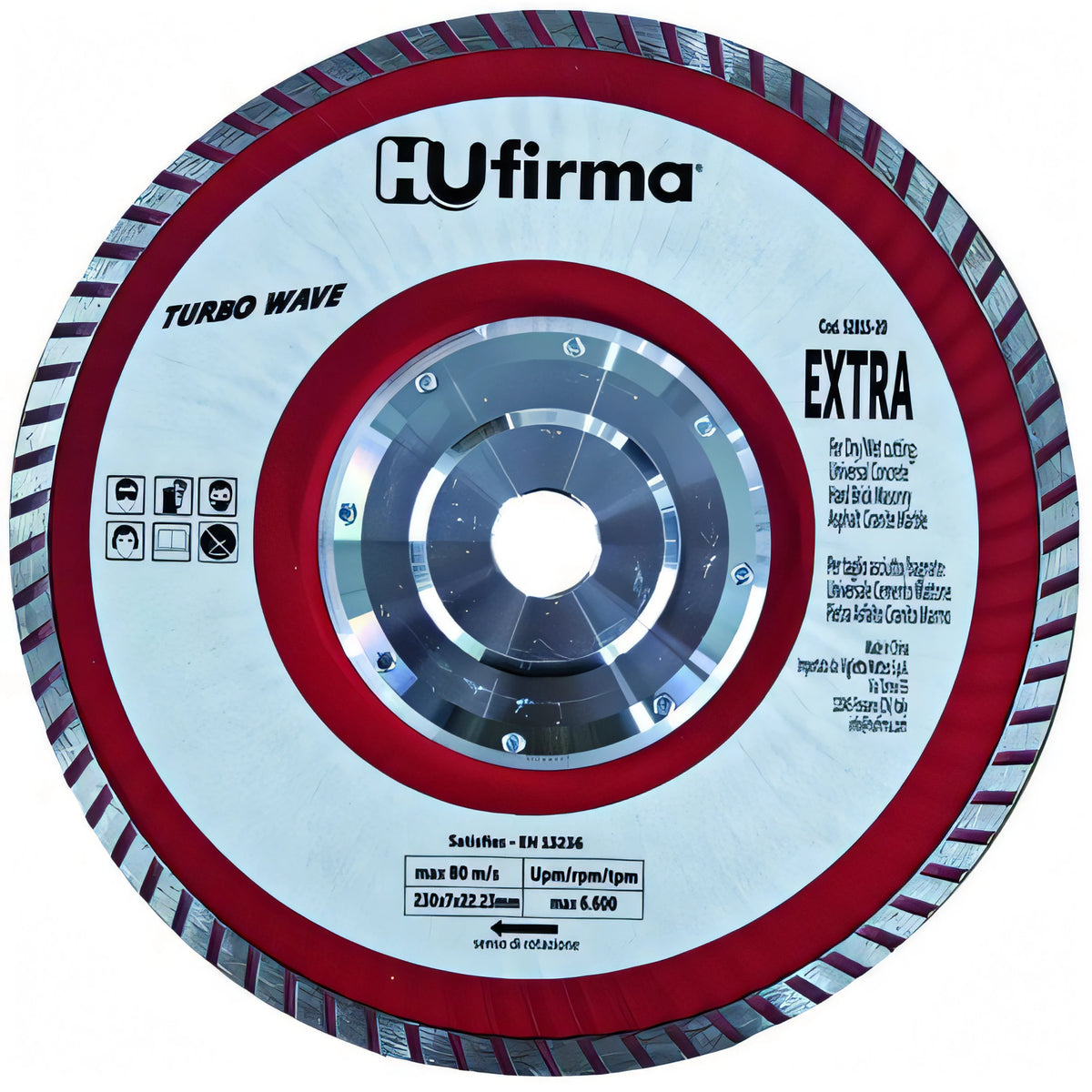 Disco diamantato Hufirma turbo-wave extra rosso con flangia, Ø 230 mm