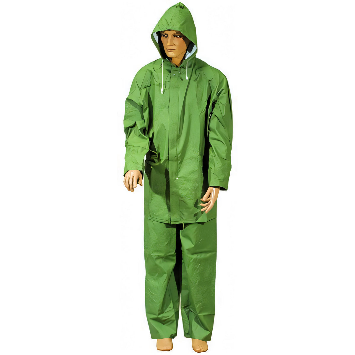 Impermeabile giacca e pantalone Vigor in PVC telato verde, taglia XXL