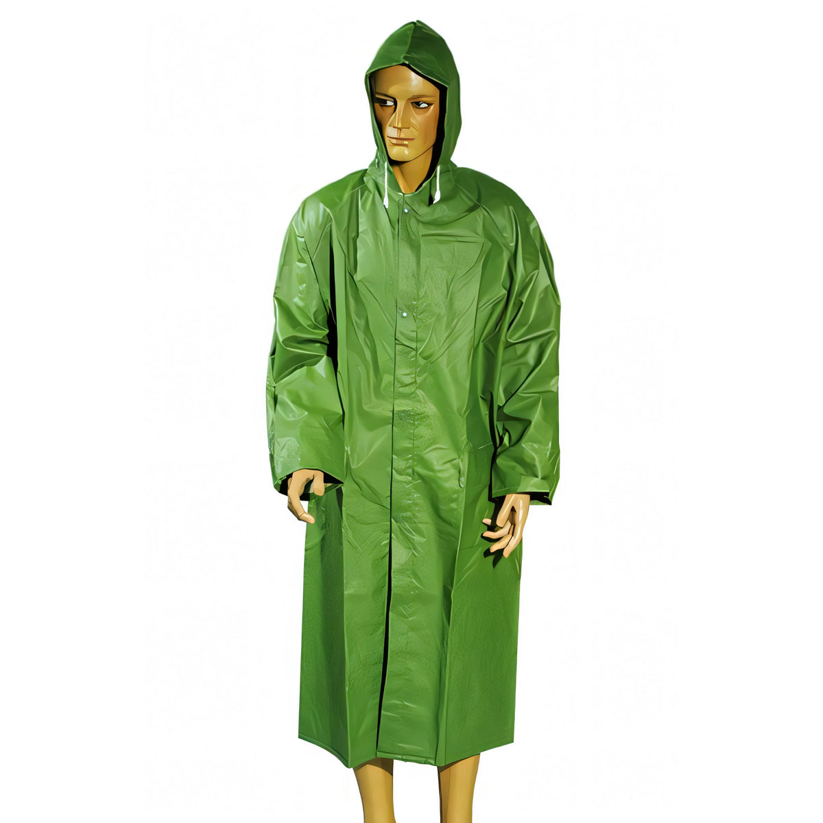 Impermeabile monopezzo Vigor in PVC verde con cappuccio, taglia L