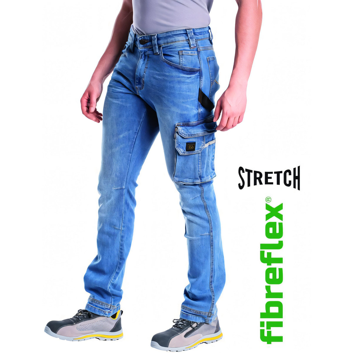 Pantaloni jeans da lavoro Rica Lewis Job tasconato denim chiaro