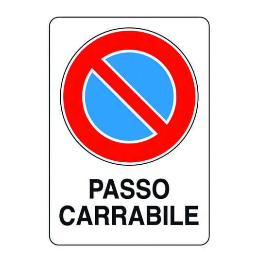 Cartello segnaletico in plastica, passo carrabile, 300x200 mm