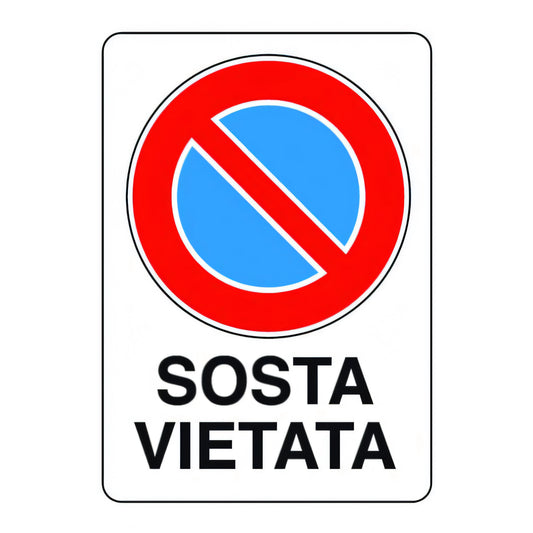Cartello segnaletico in plastica, sosta vietata, 300x200 mm