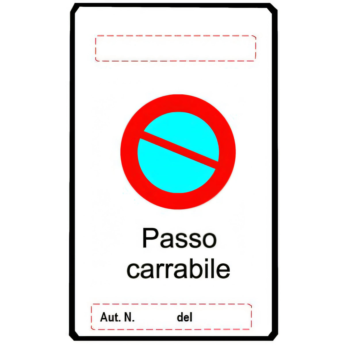 Cartello segnaletico in alluminio, passo carrabile, 450x250 mm