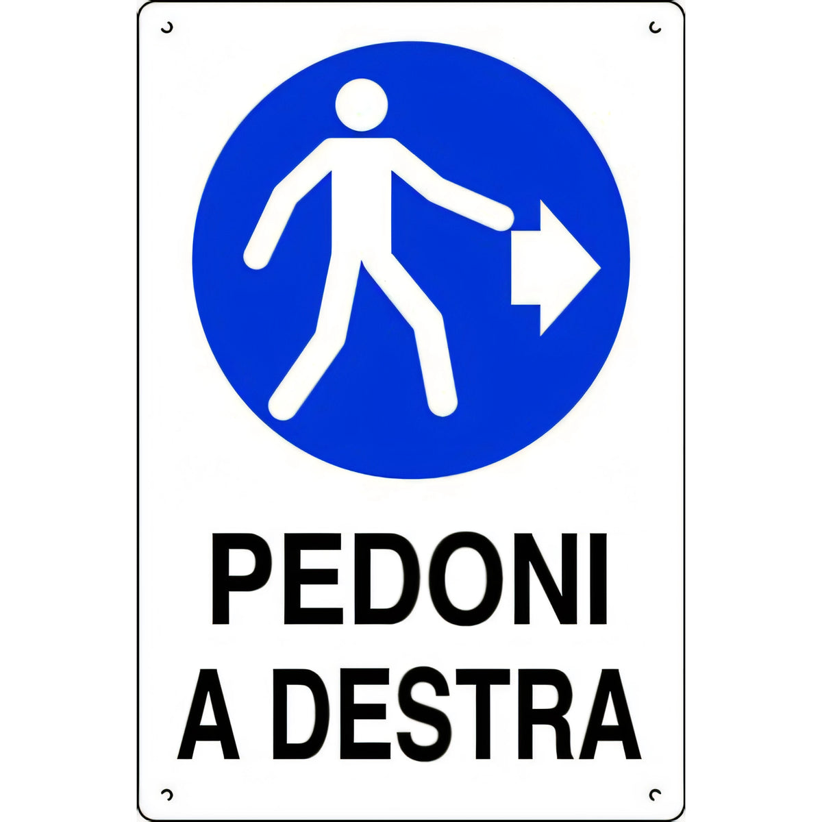 Cartello da cantiere in polionda, pedoni a destra, 60x40 cm