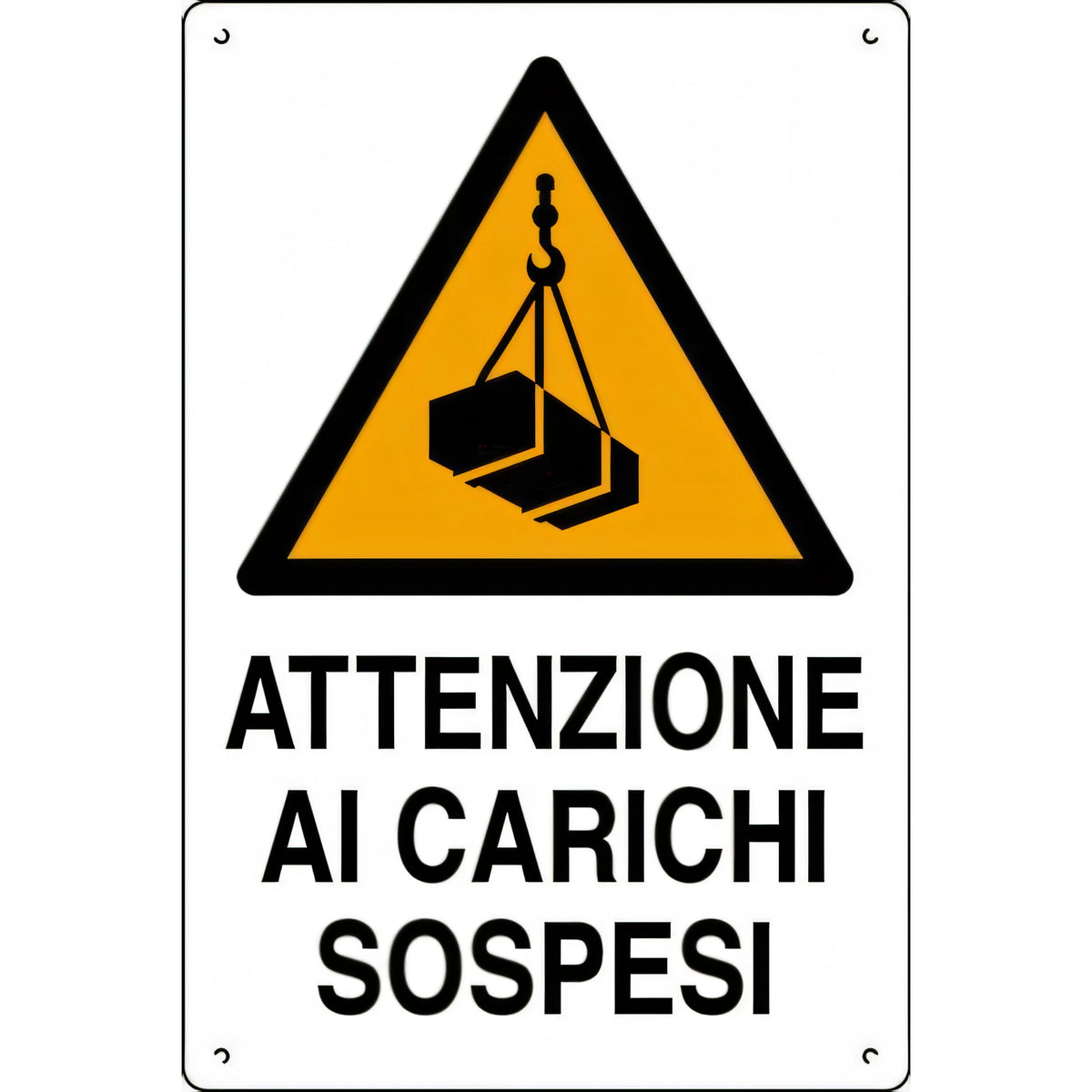 Cartello da cantiere in polionda, attenzione carichi sospesi, 60x40 cm