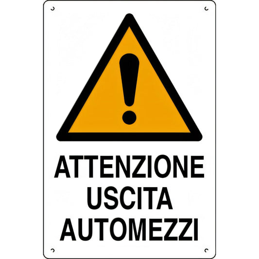 Cartello da cantiere in polionda, uscita automezzi, 60x40 cm