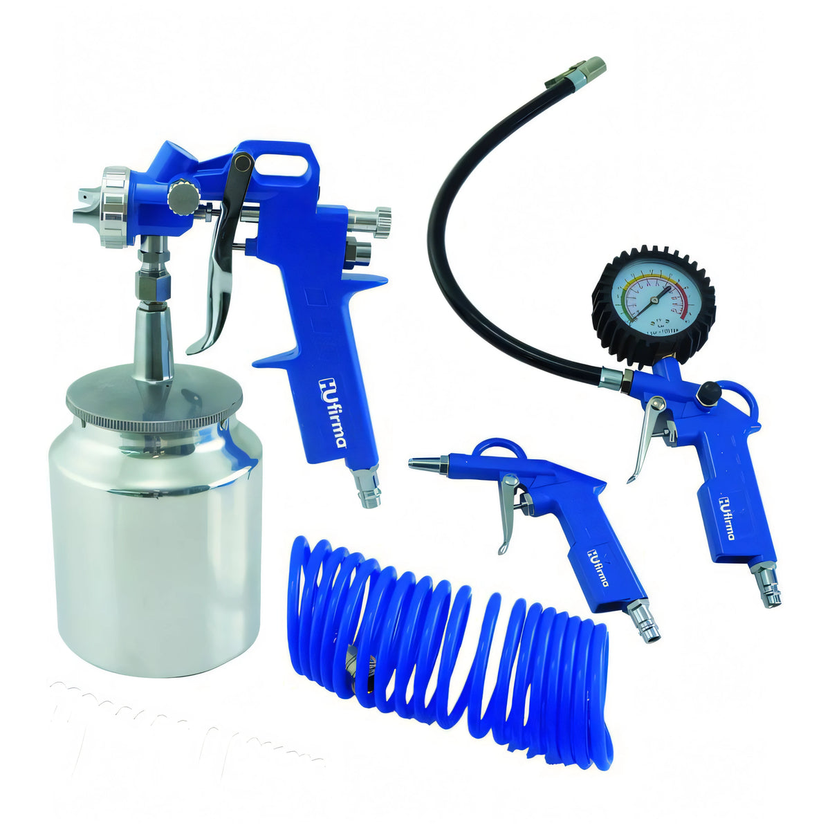 Kit per compressori Hu-Firma set 4 pezzi con aerografo, pistole e tubo