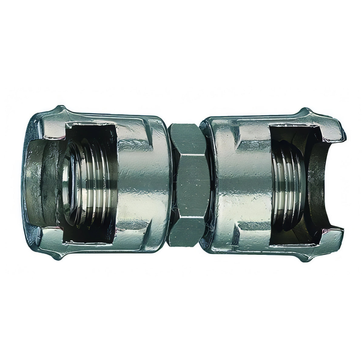 Raccordo di giunzione a due dadi fresati per aria compressa, 1/4"