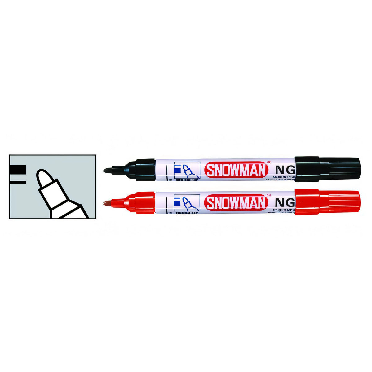 Pennarello Snowman NG-12 nero a punta tonda, fusto in alluminio