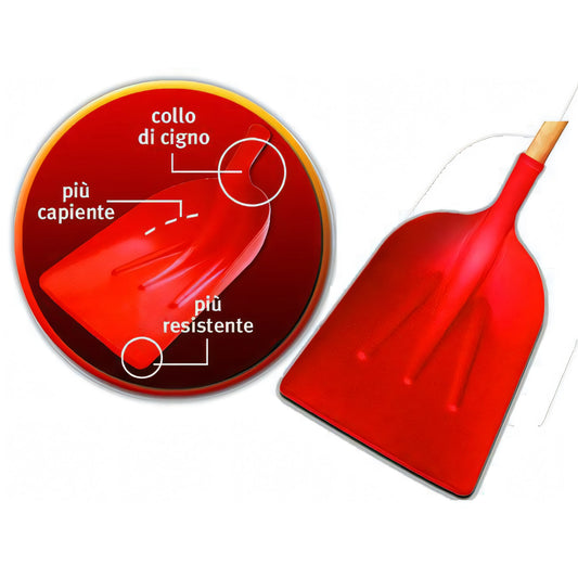 Pala in fiberglass Vigor rossa, manicata, grande, 34x55 cm