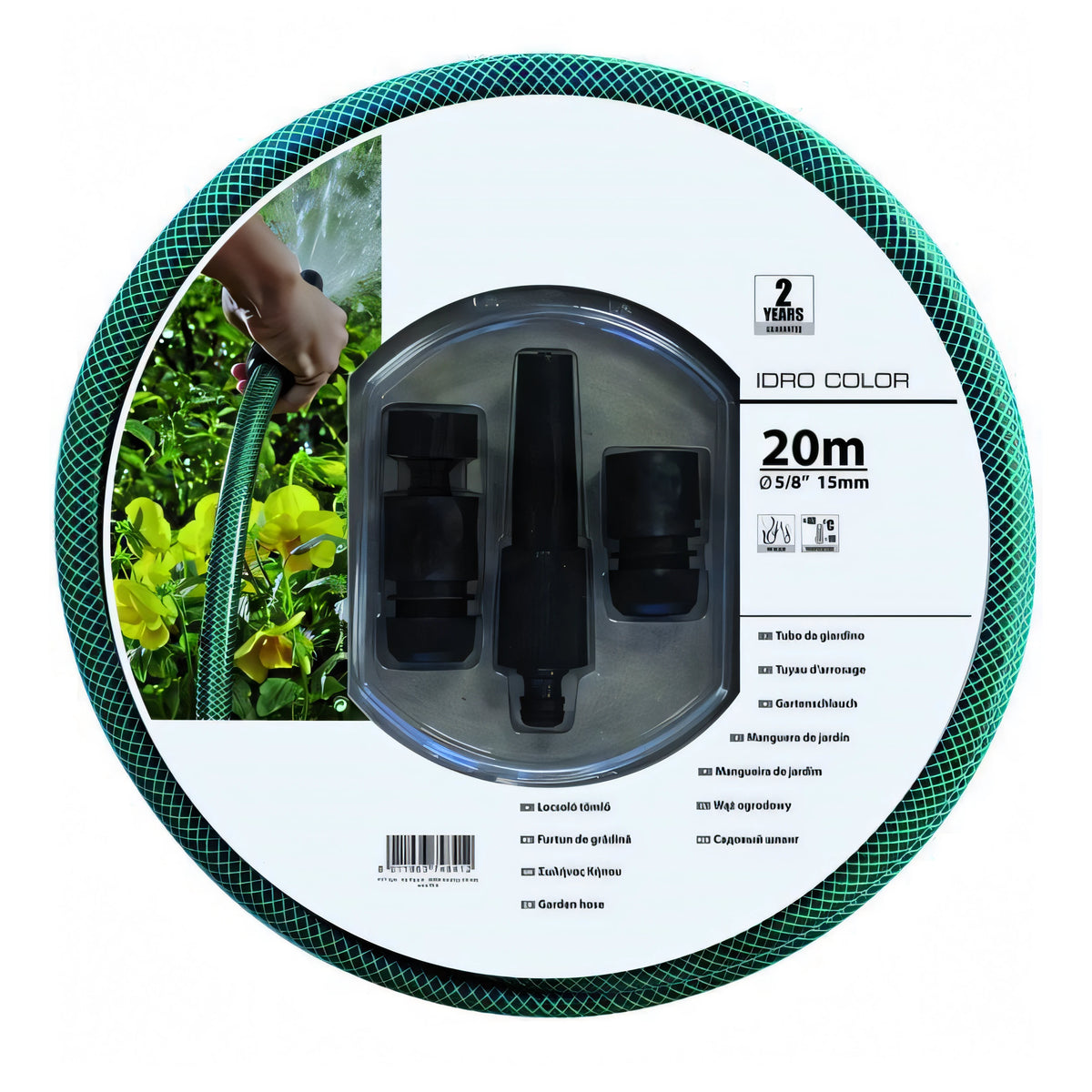 Tubo Fitt Idro Green nero/verde in kit con raccordi, 1/2 pollice, 20 metri