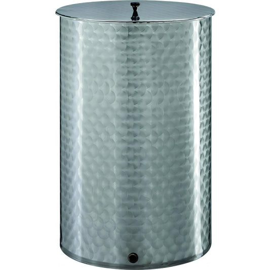 Contenitore in acciaio inox a fondo piatto con coperchio parapolvere e predisposizione rubinetto