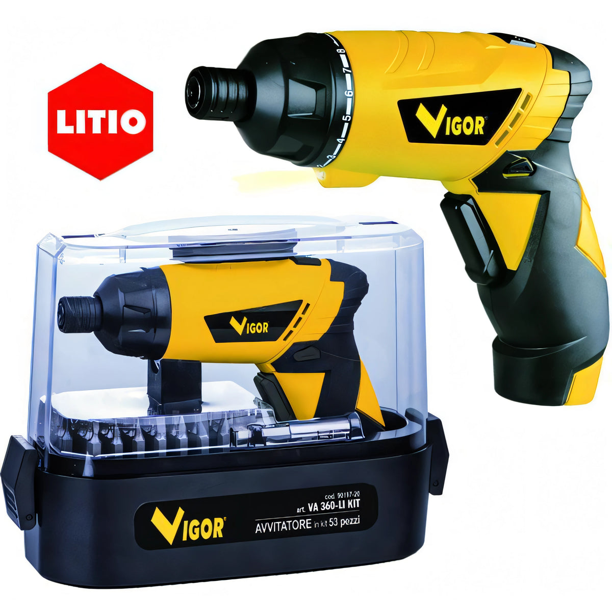 Avvitatore a batteria Vigor VA 360-Li 3,6V con valigetta e accessori