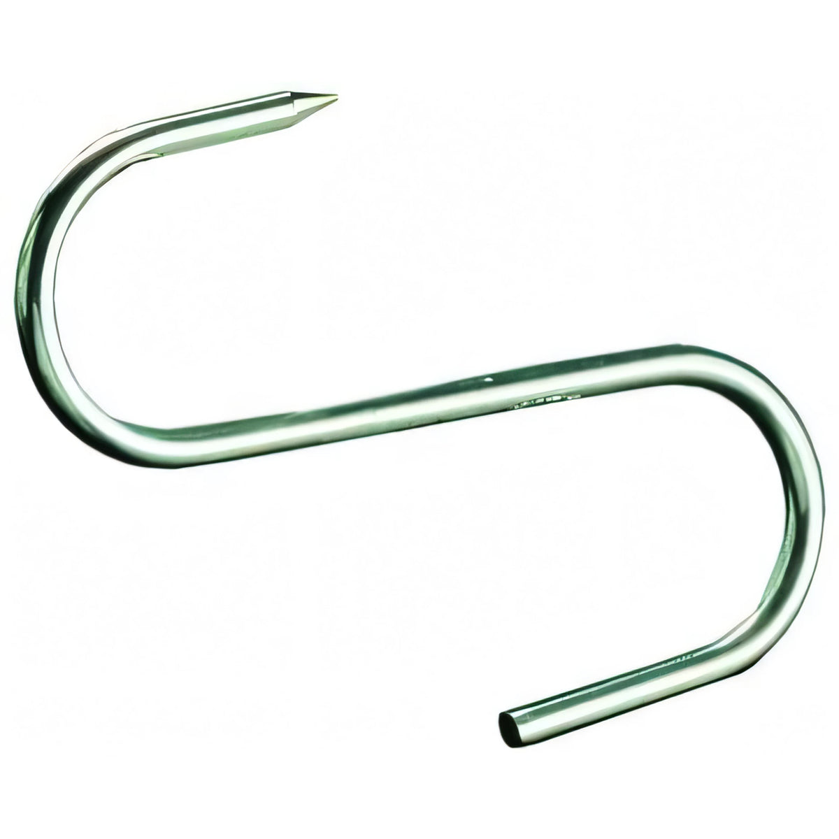 Gancio a esse in acciaio inox per macellai, 1 punta, 80x3 mm