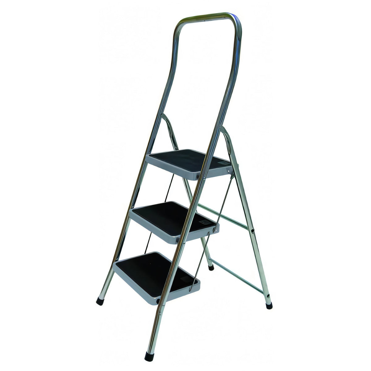 Sgabello Alice in alluminio con gradini larghi antiscivolo, 3 gradini