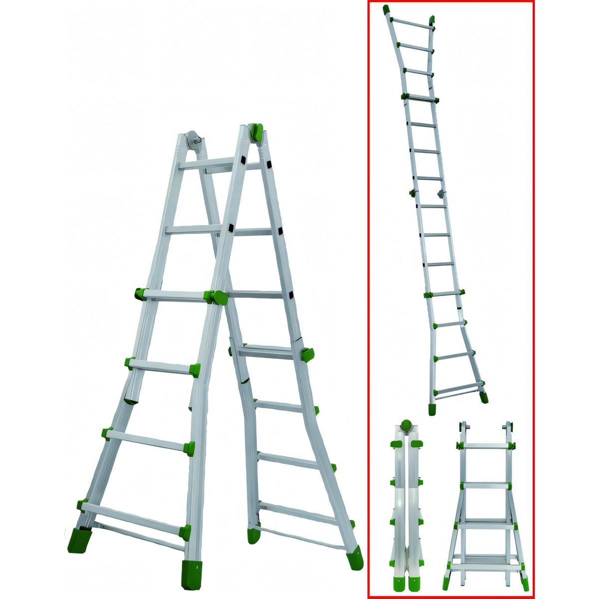 Scala telescopica Facal Eurobriko-16 BK/1, alluminio, 3+3 gradini, altezza 2,88 m