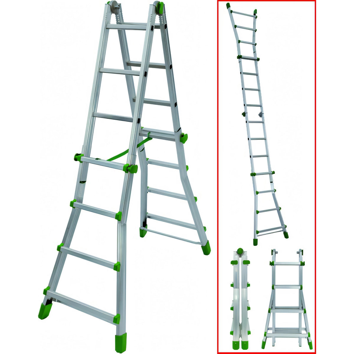 Scala telescopica Facal Eurobriko-16 BK/4, alluminio, 5+5 gradini, altezza 5,12 m